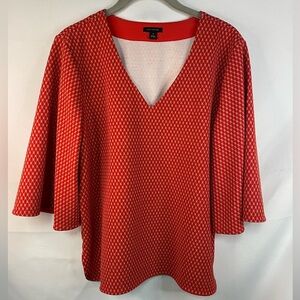 Ann Taylor bright red blouse with gorgeous wide sleeves. Very retro. Size Medium